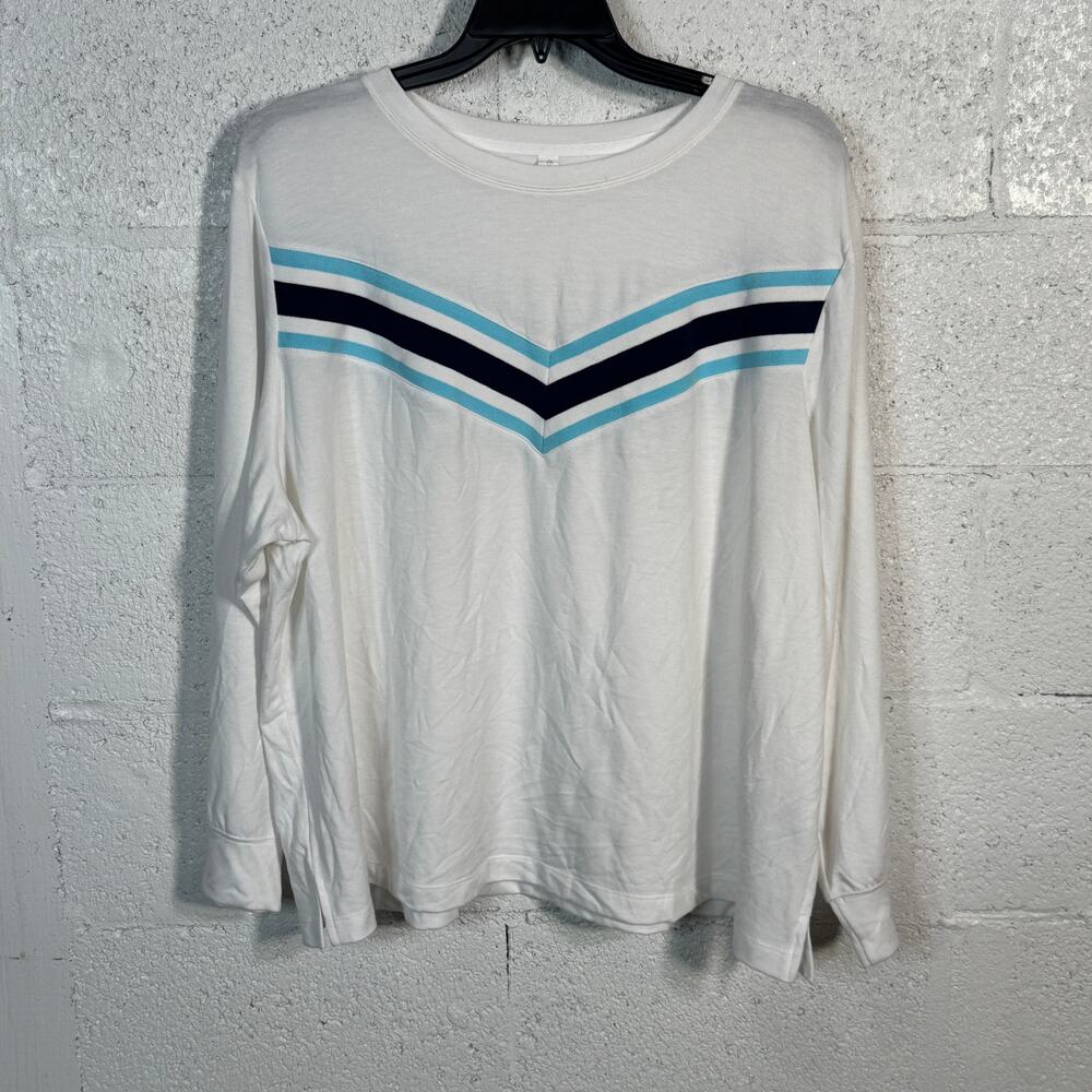 ID Ideology plus size Women's Active Chevron Top, white/blue 4X